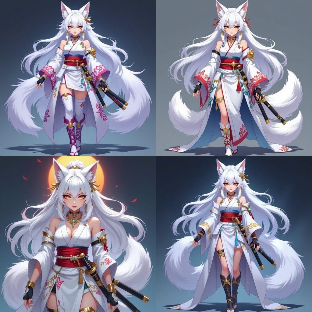 Anime Admiral with Kitsune Ears and Katana