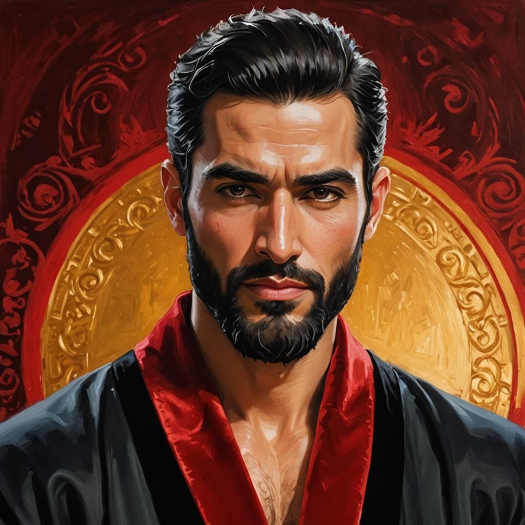 Serene Ruler in Velvet Robe: An Impressionist Portrait