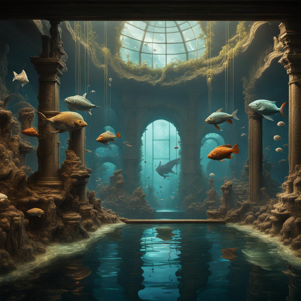 Human World in Aquarium: Detailed Matte Painting