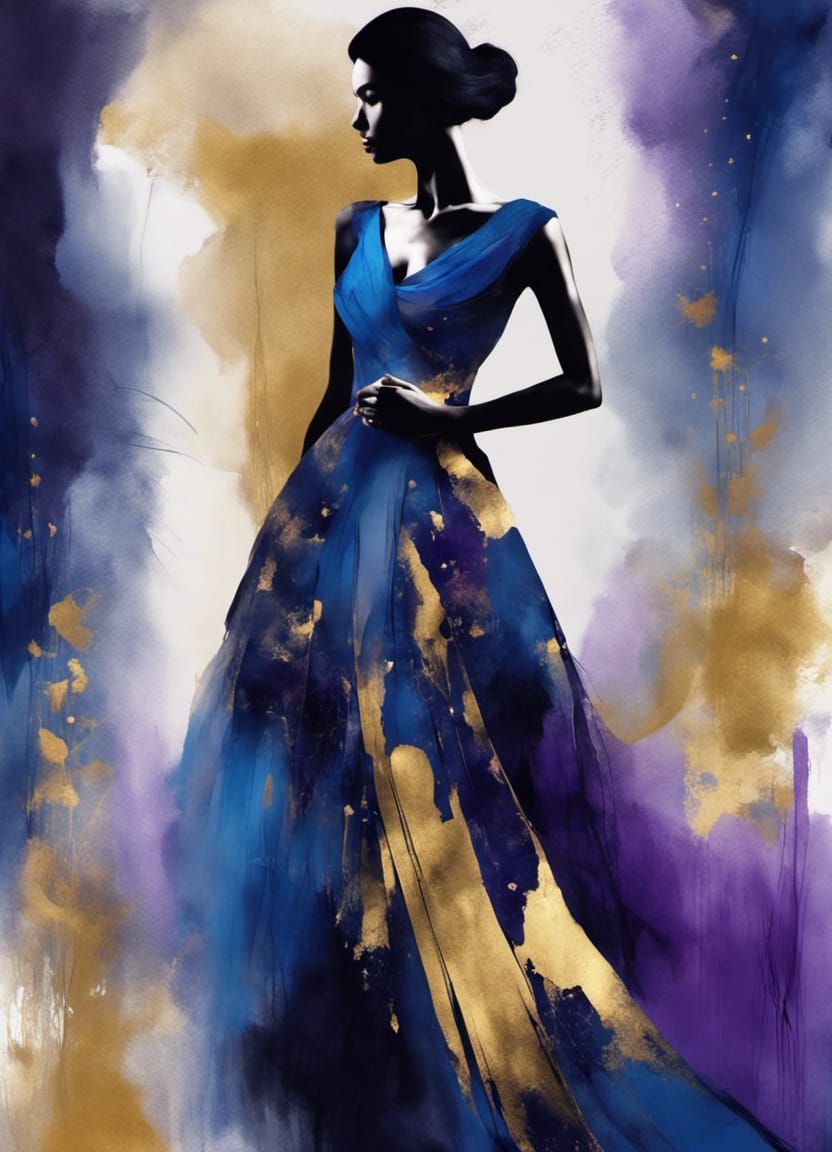 Abstract Dress on Mannequin in Digital Painting