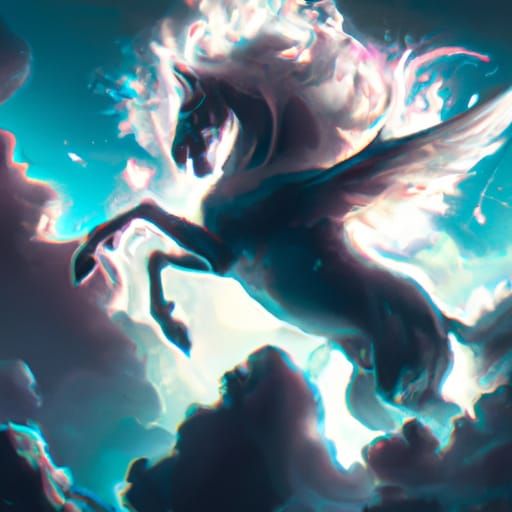 Epic Horse in Synthwave Style with Divine Light