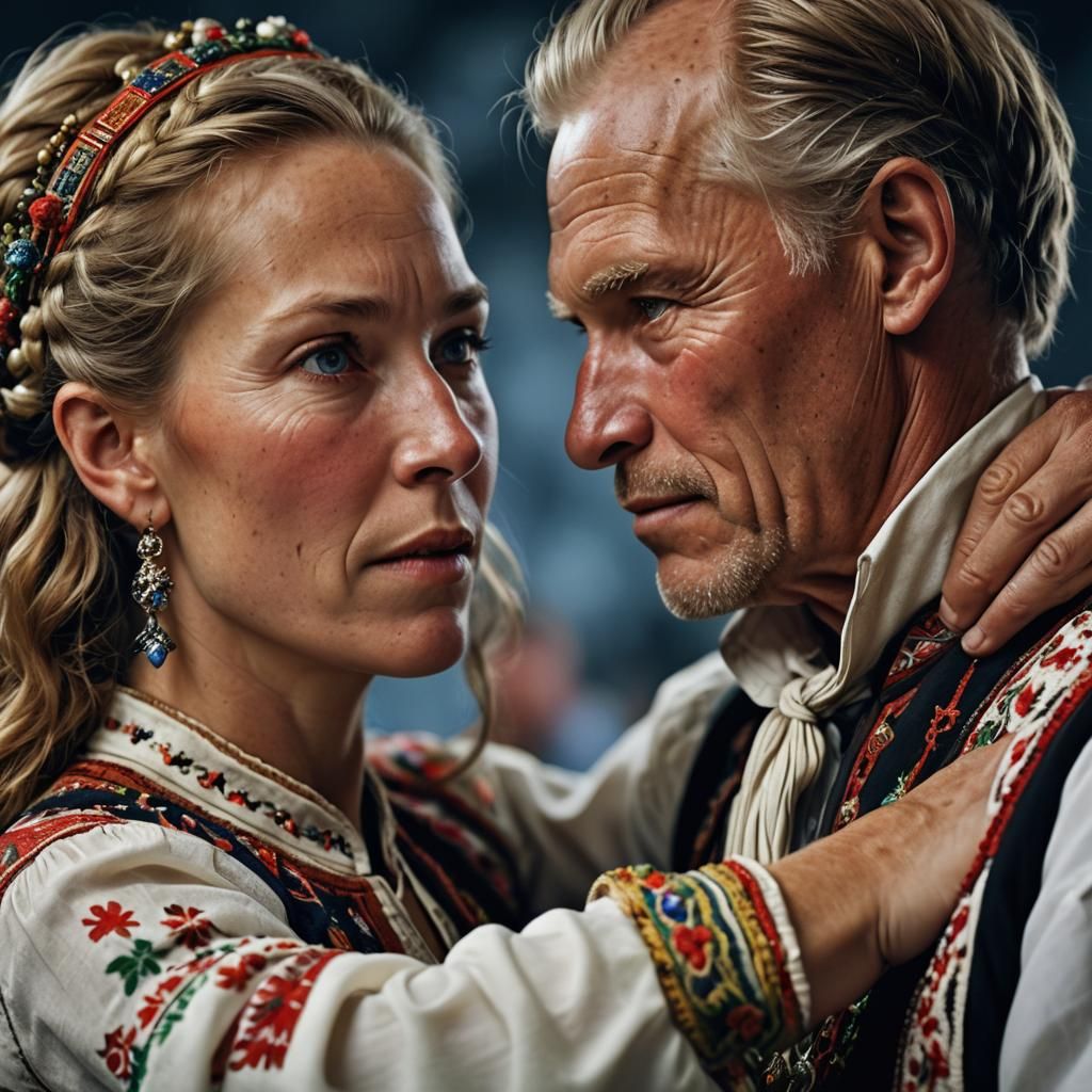 Norwegian Couple Dancing: Professional Studio Portrait