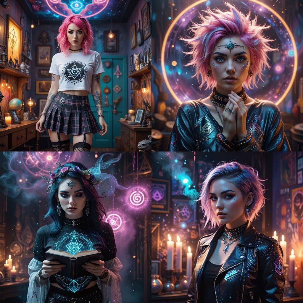 Enchanting Punk Goddess Under Celestial Light