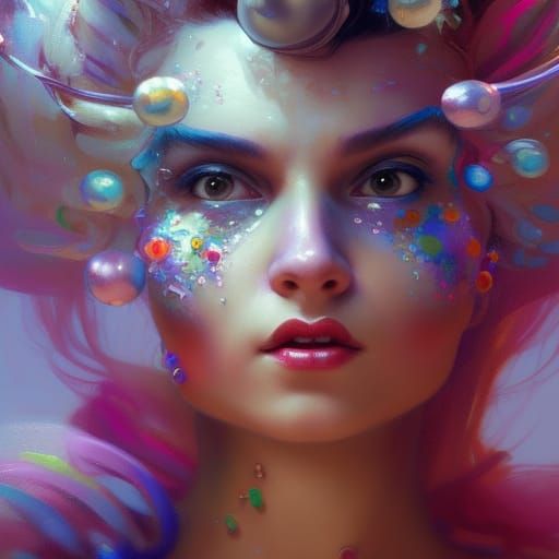 Ethereal Clown Ballerina in Art Nouveau Style