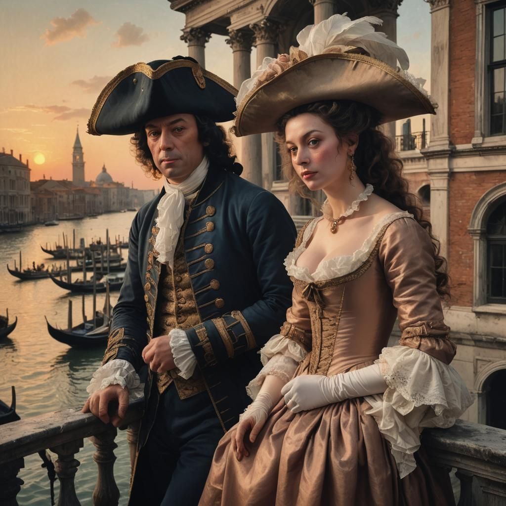 18th Century Couple on Grand Canal Balcony