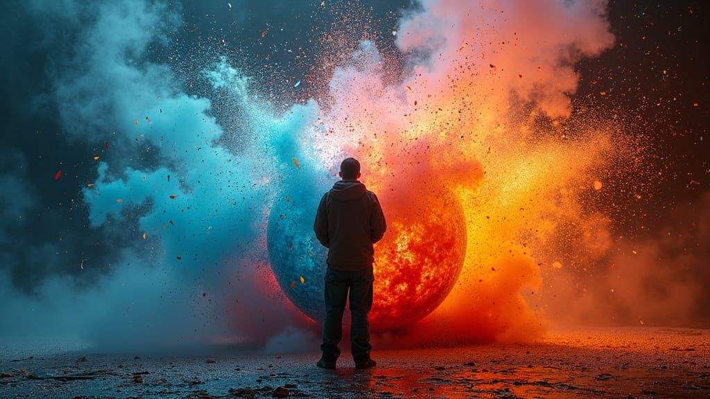 Glassblower's Colorful Chaos: Exploding Marble Orb