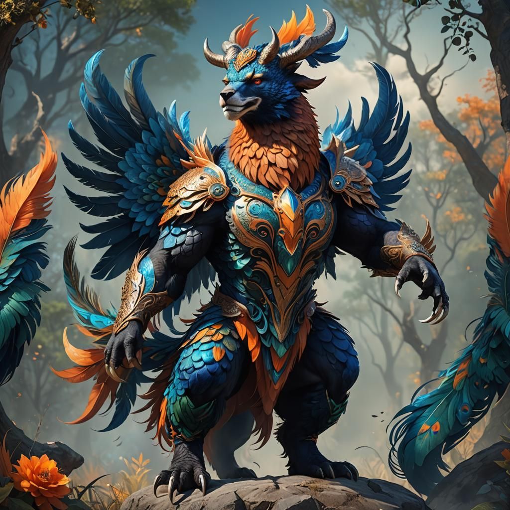 Fantasy Bull-Fox-Bear Hybrid Concept Art