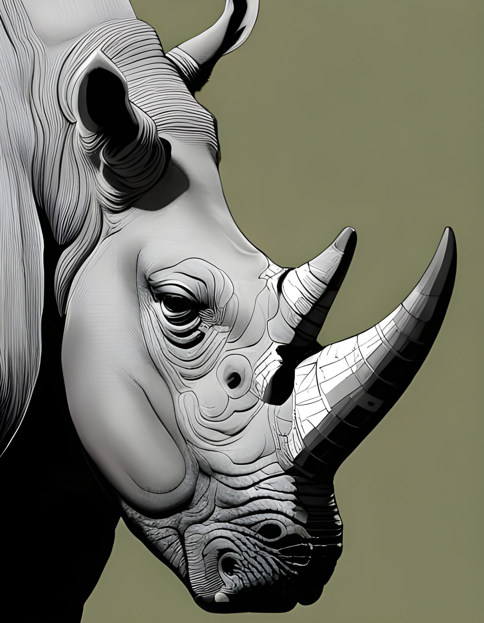 Scaled Rhino Portrait