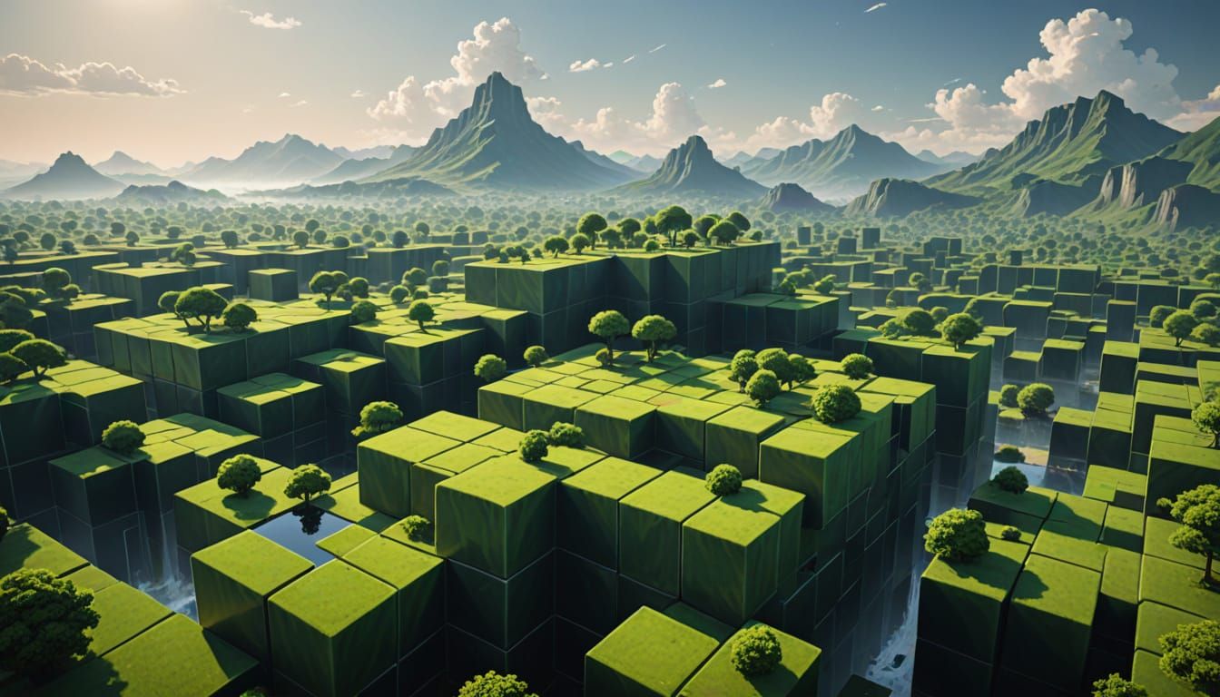 Geometric Cubic Landscape in 3D Form
