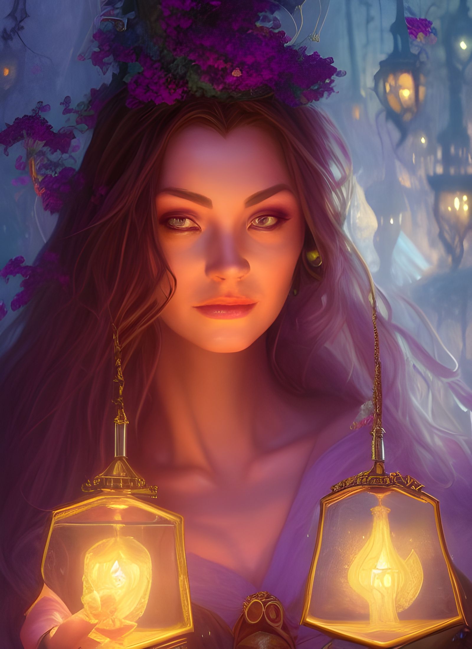 Enchantress Wizard Close-Up Portrait in Enchanted Artwork