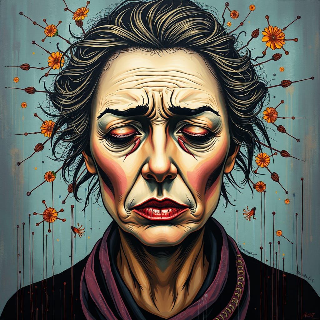 Surrealist Portrait of a Woman in Despair