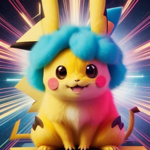 Realistic Pikachu with Happy Smile in Anime Style