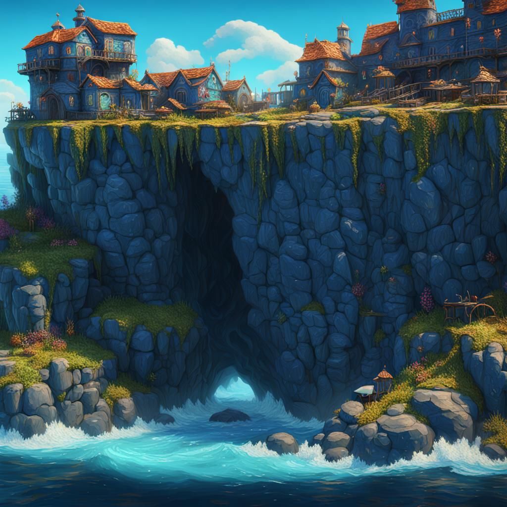 Seaside Impasto Painting in Detailed Matte Style