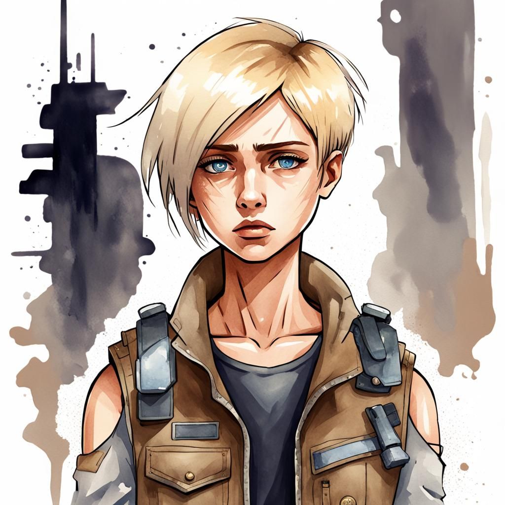 Futuristic Mechanic in Watercolor Digital Illustration