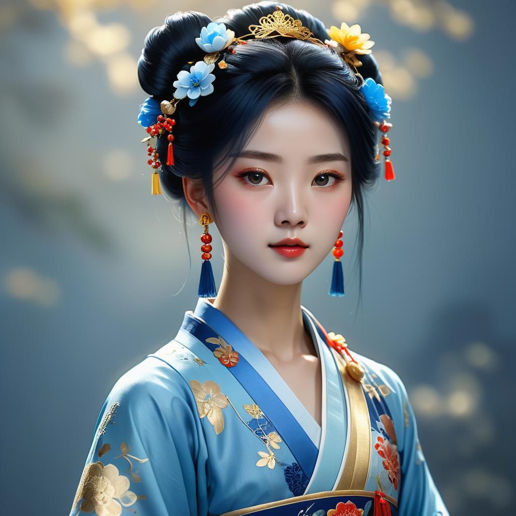 Elegant Chinese Maiden in Splendid Hanfu Attire