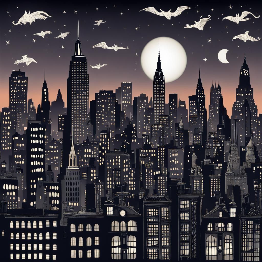 New York Skyline in a Dark Fantasy Style