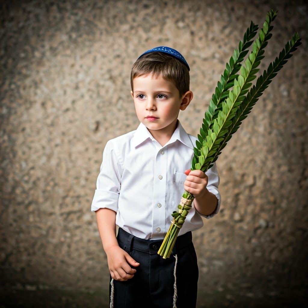Young Boy with Four Species: Dramatic Lighting