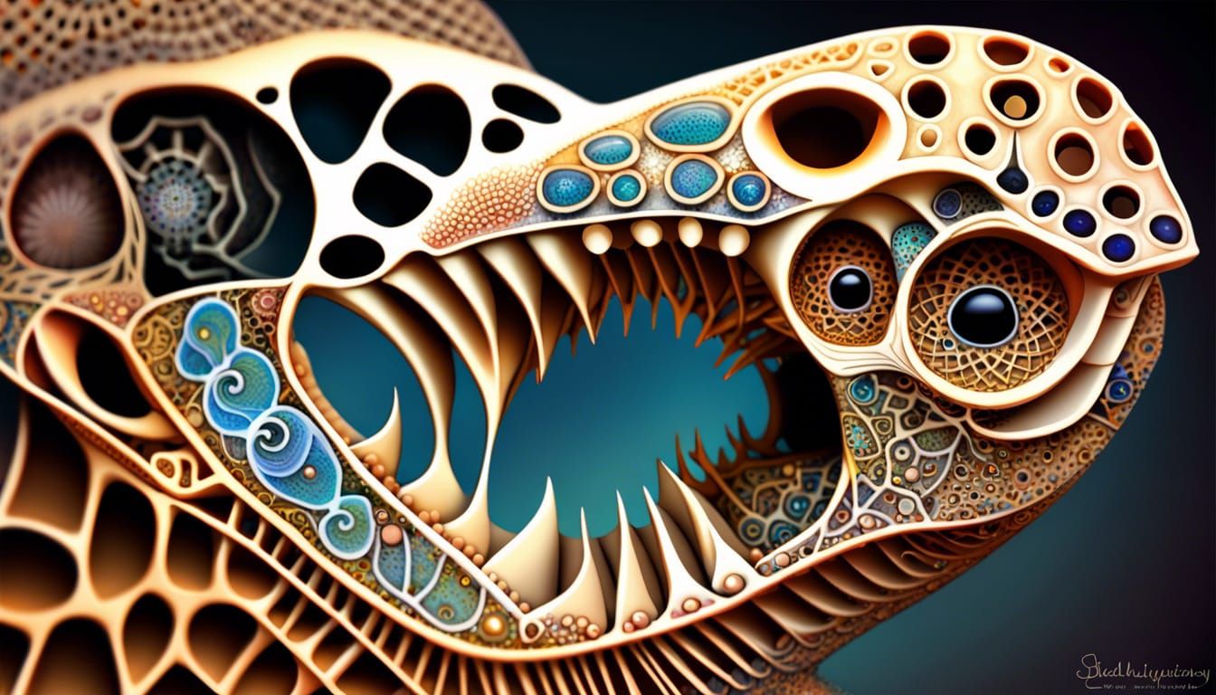 Interdimensional Groper with Fractal Zentangle Elements