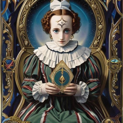 Pierrot Portrait as Rider-Waite Tarot Card