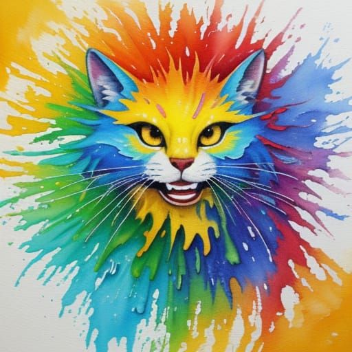 Vivid Anthropomorphic Character in Impasto Splash Art