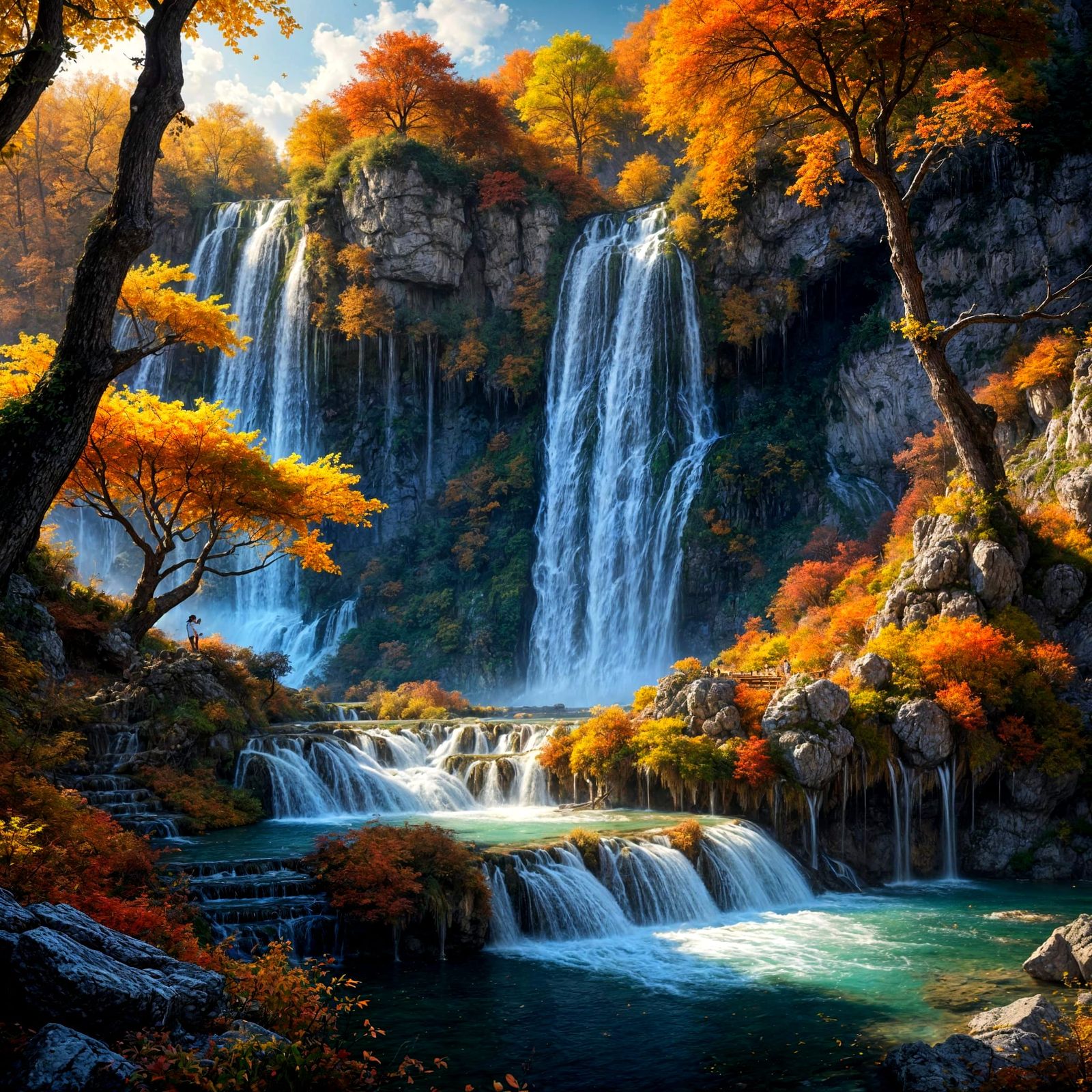 Vibrant Autumn Splendor at Plitvice Falls