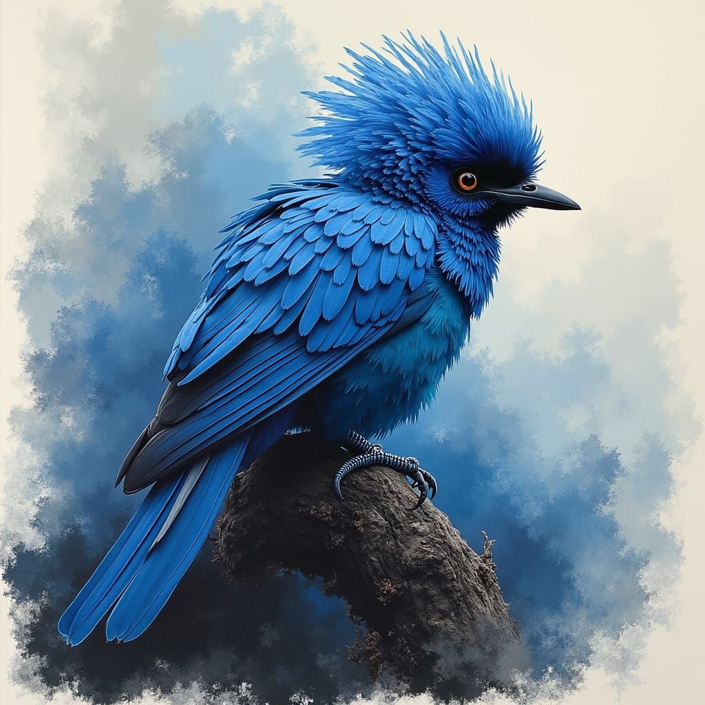 Proud Blue Peacock Spreads Azure Feathers