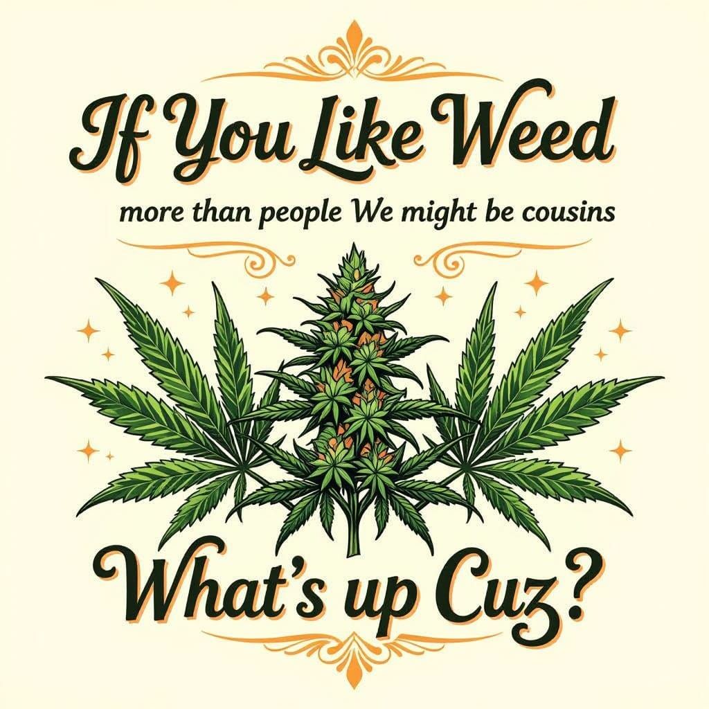 Elegant Marijuana Portrait with Cursive Script