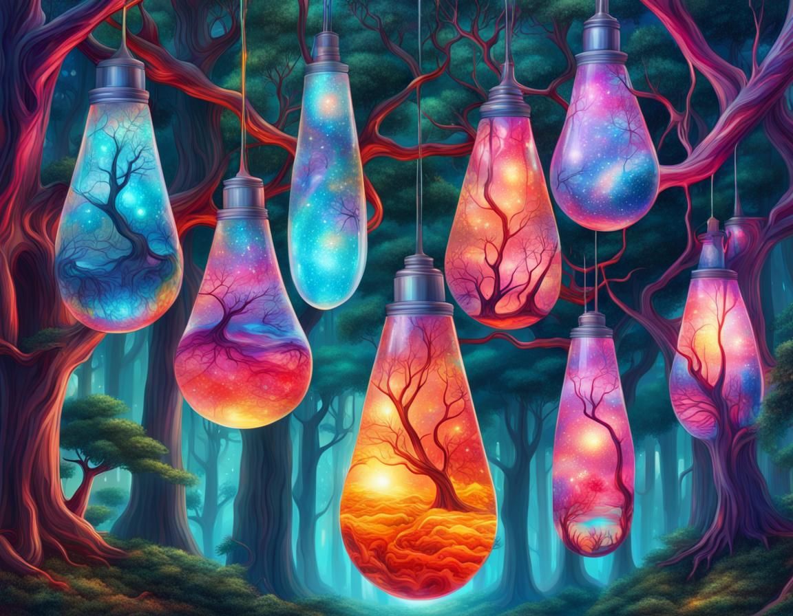 Glass Lava Lamps Illuminate Astral Forest
