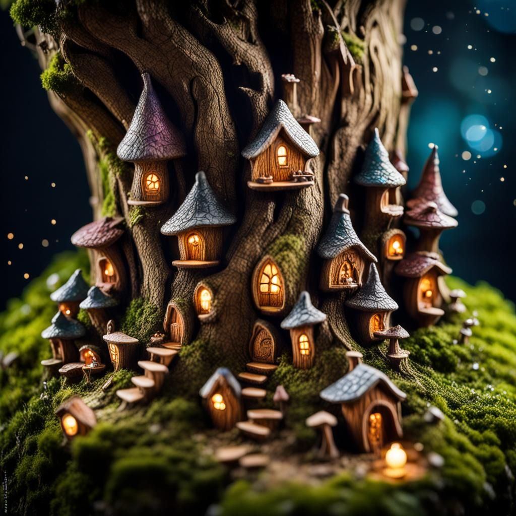 Fairies and Magical Village in Enchanted Forest