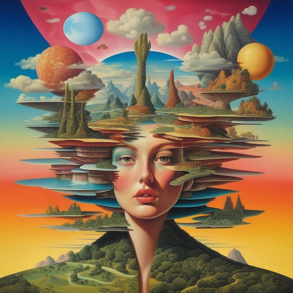 Vibrant Fragmented Surrealism Art