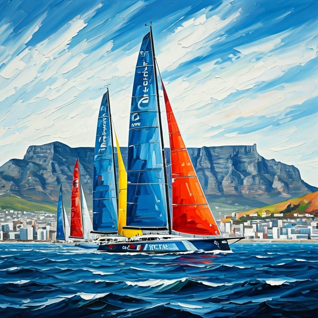 Volvo Ocean Race Yachts in Cape Town: Impasto Painting