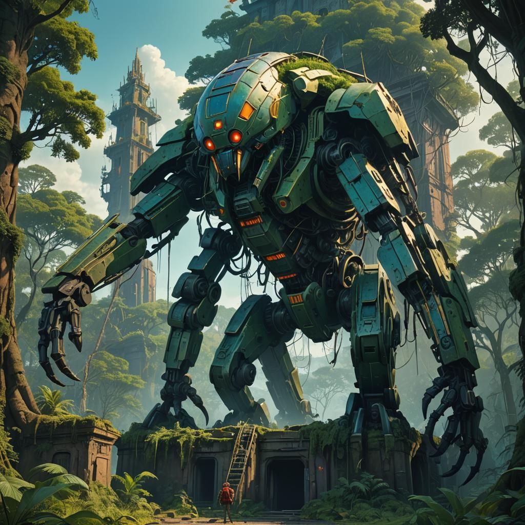 Golisopod in Jungle Temple: Cinematic Digital Painting