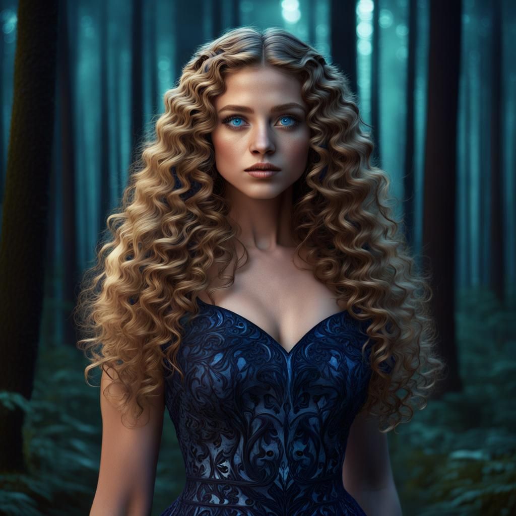 Beautiful Girl in Forest: Fantasy Concept Art