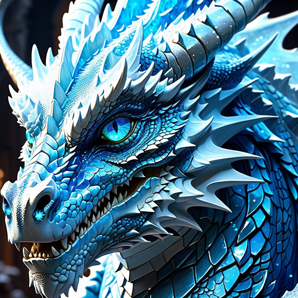 Greg Rutkowski-Style Ice Dragon Concept Art