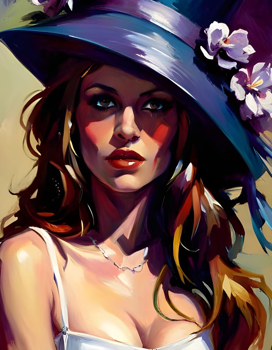 Gothic Woman in Elaborate Hat Portrait