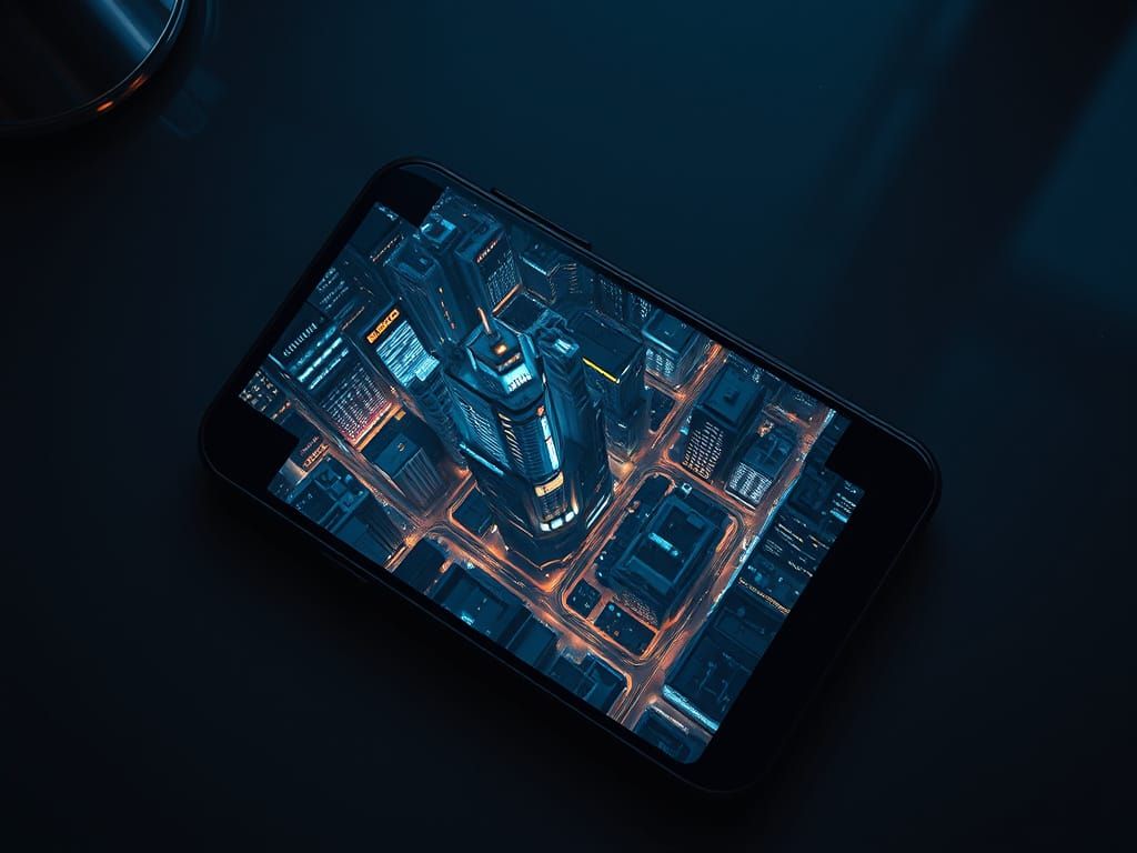 Futuristic City Inside Smartphone Screen
