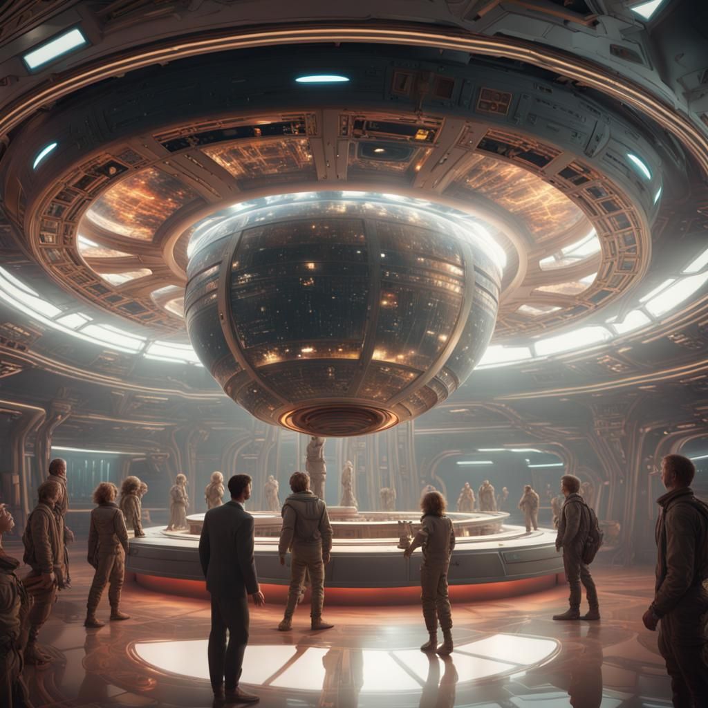 Futuristic Circular Spaceship Simulates Gravity in Space