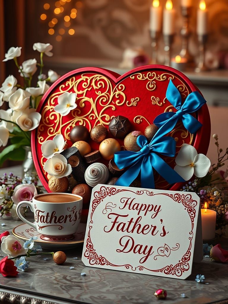 Luxurious Heart-Shaped Box with Elaborate Gold Filigree Swir...