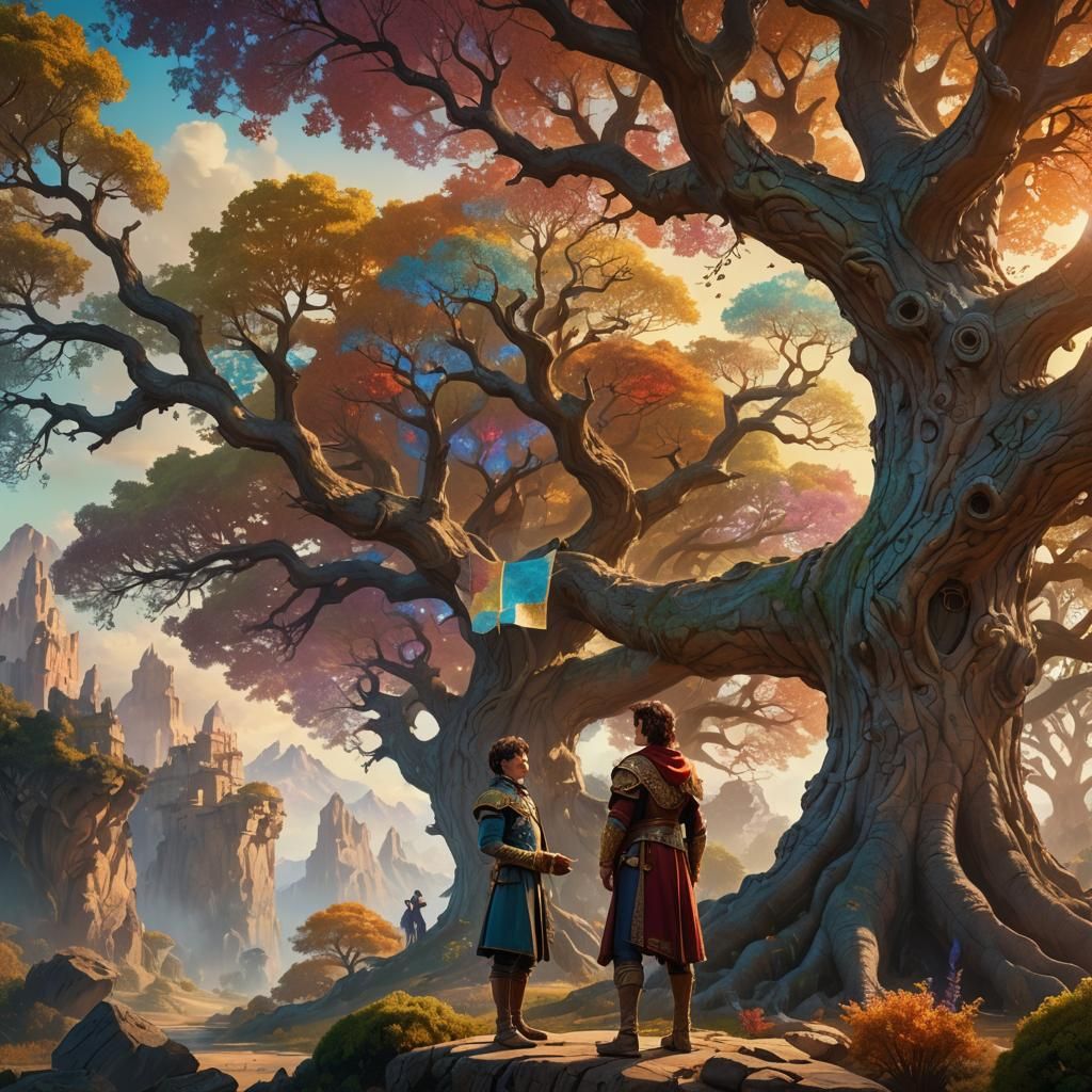 Fantasy Prince Seeks Adventurers Near Gnarled Tree