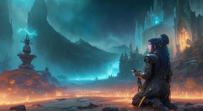 Cosmic Astral Illustration in Gothic Anime Style