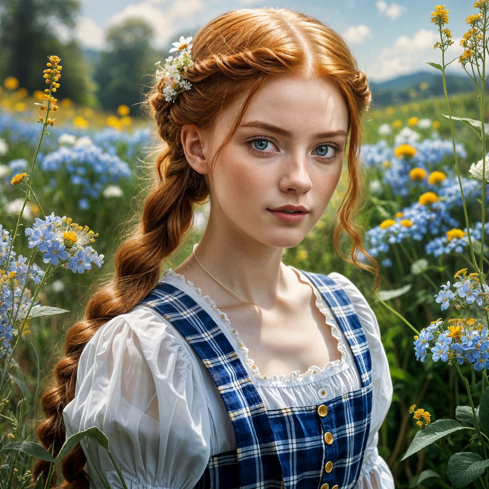 Redhead Character Sheet in Art Nouveau Style