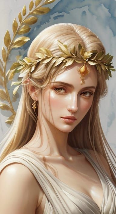 Aceso: Greek Goddess in Watercolor Style