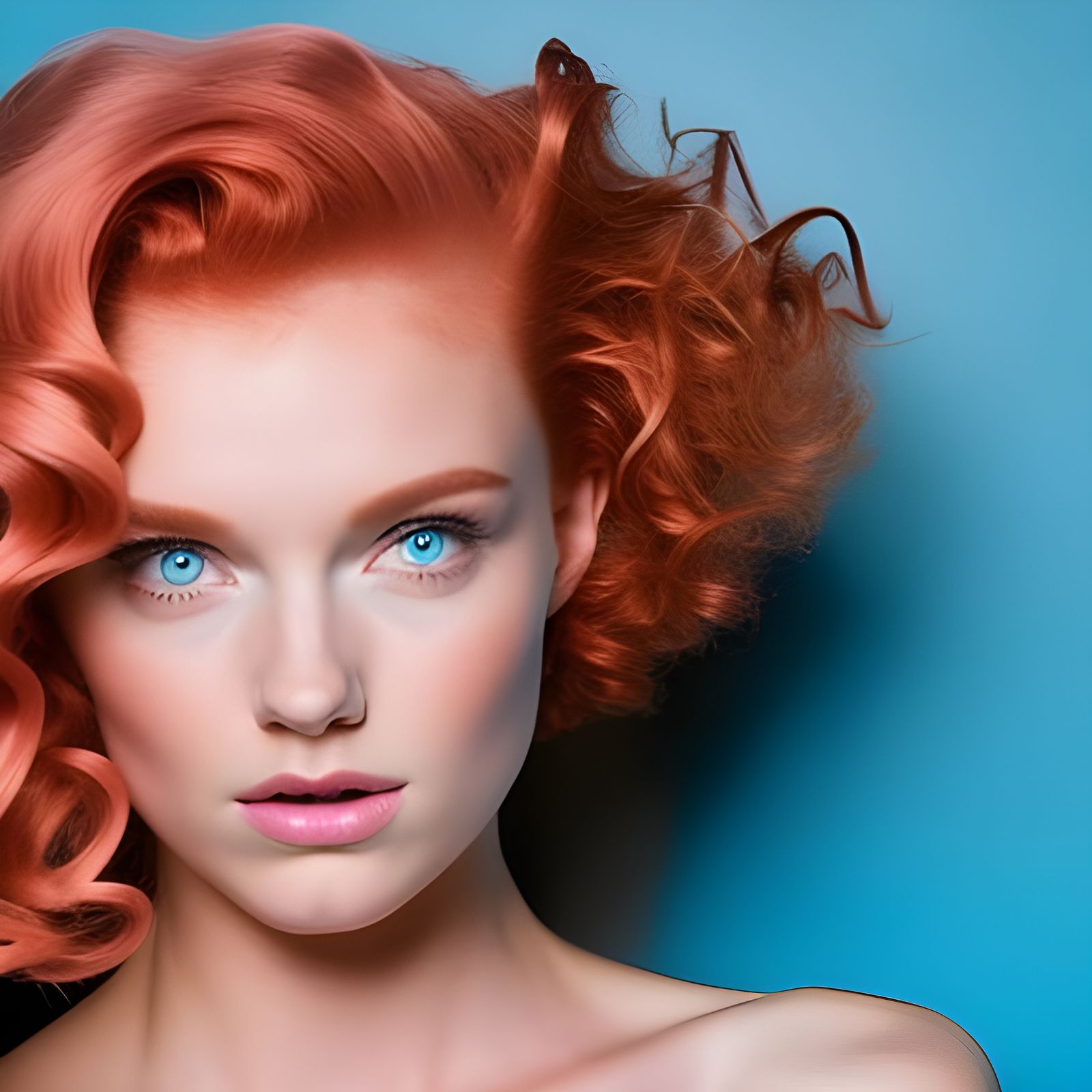 Stunning Redhead with Expressive Blue Eyes