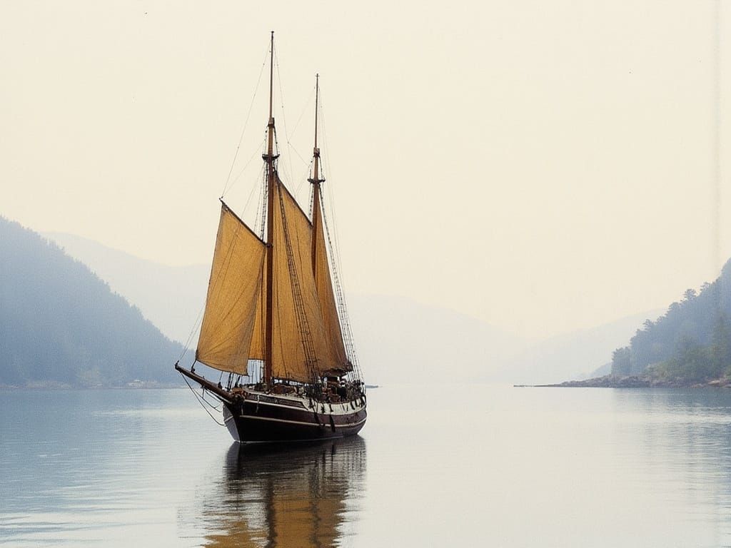 Tranquil Maritime Scene in Watercolor Style