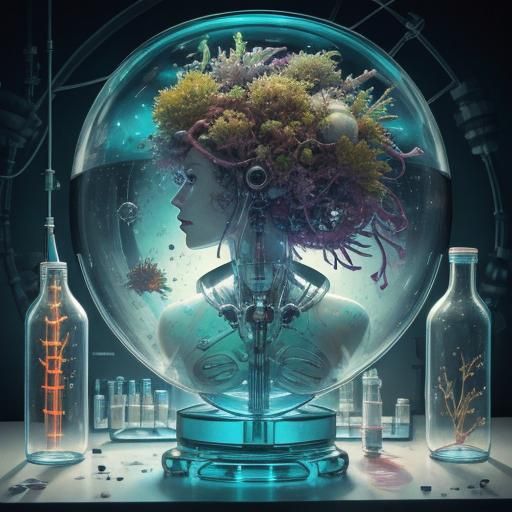 Biopunk Lab Specimen in Ink and Watercolor