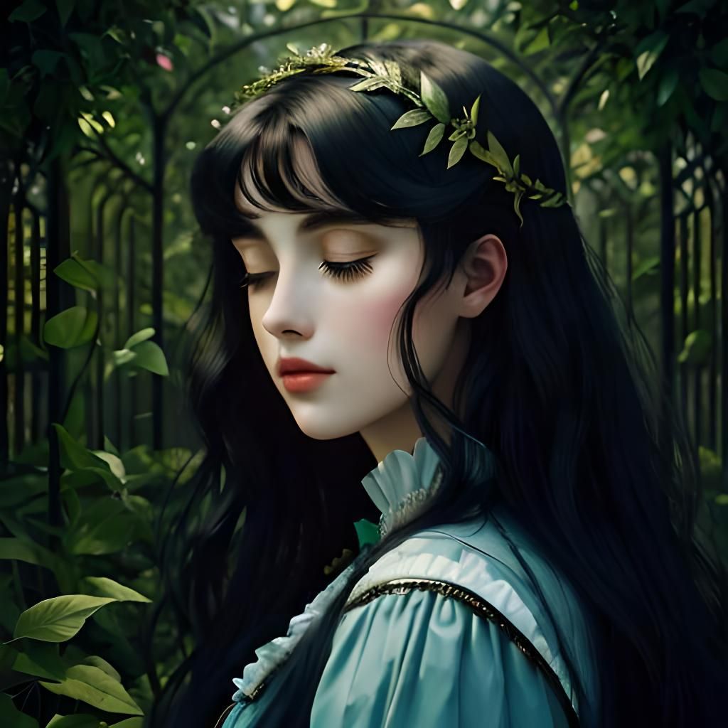 Sleeping Beauty in Noir Secret Garden