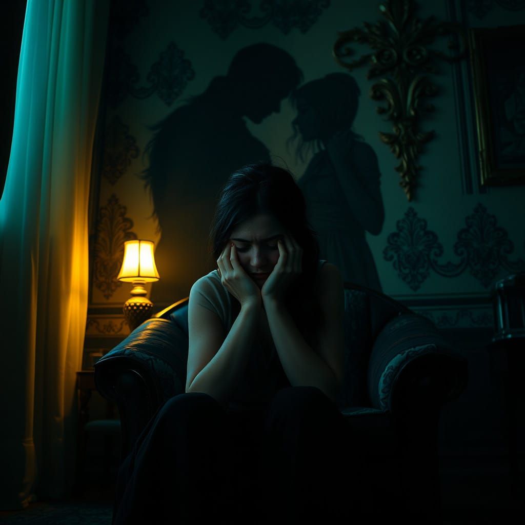A Lonely Woman Mourns the Loss of a Loved One in a Haunting,...