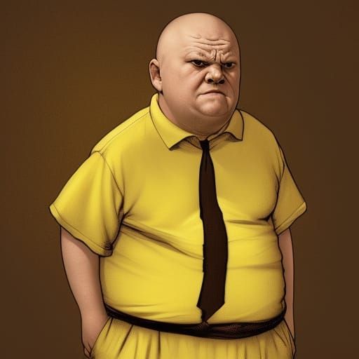 Detailed Portrait of Overweight Man in Art Nouveau Style