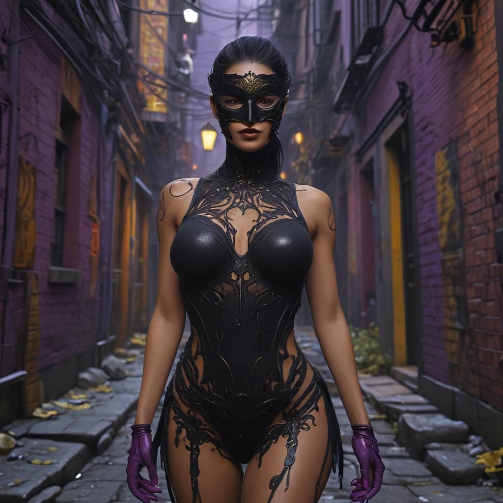 Woman in Black Mask, Dark Fantasy Concept Art