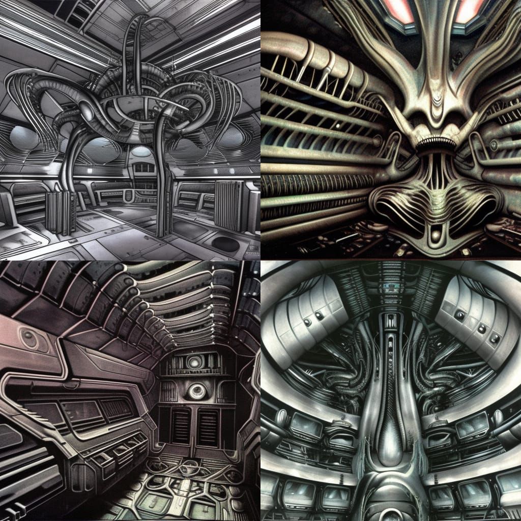Biomechanical Alien Spaceship Interior